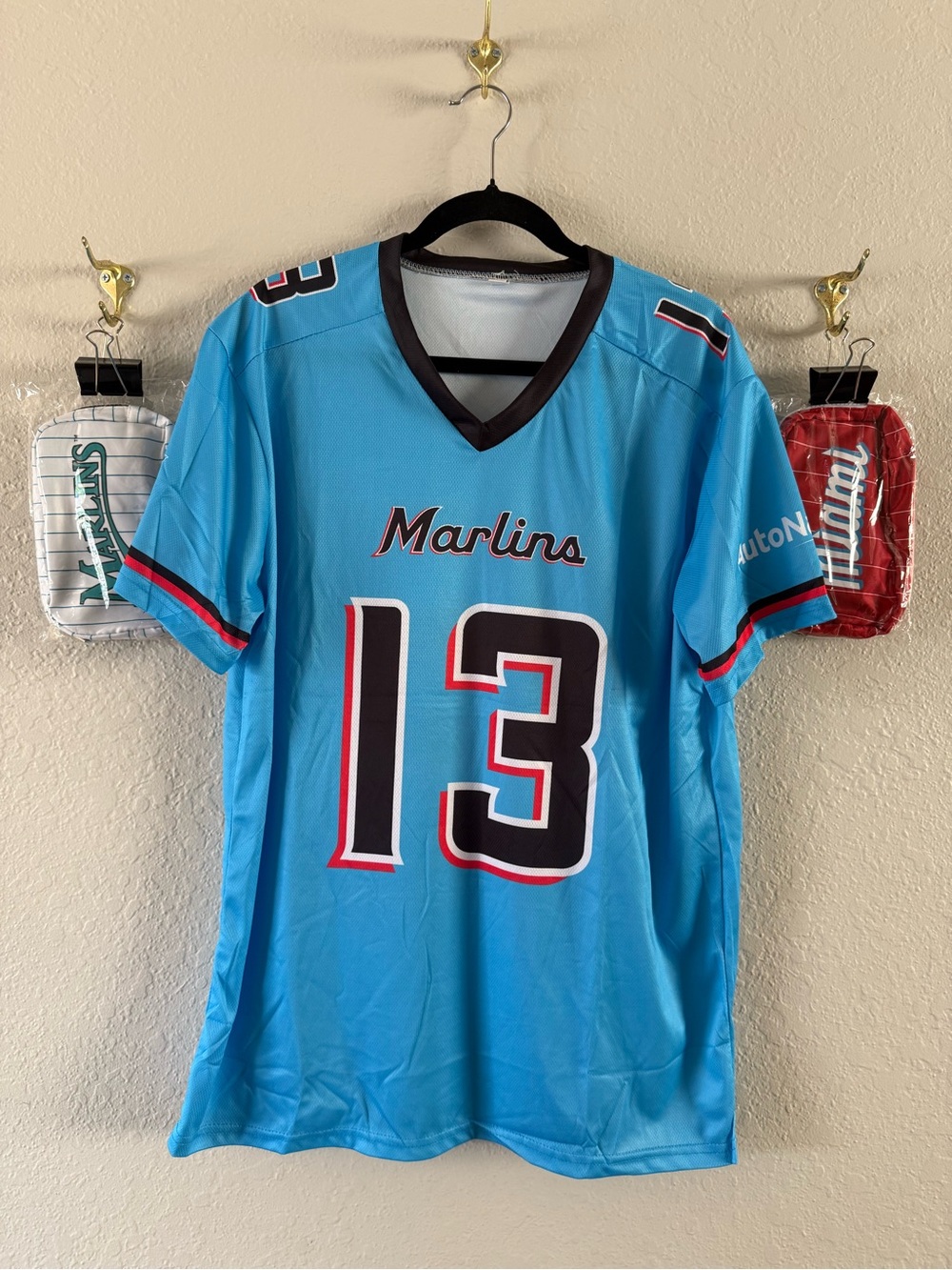 3 Piece Miami Marlins Fan Swag Bundle New In Package 2 Belt Bags 1 Shirt XL